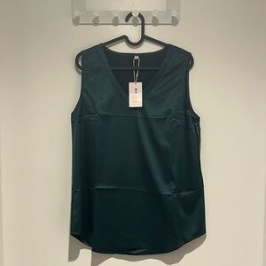 Chic Teal V-Neck Sleeveless Blouse